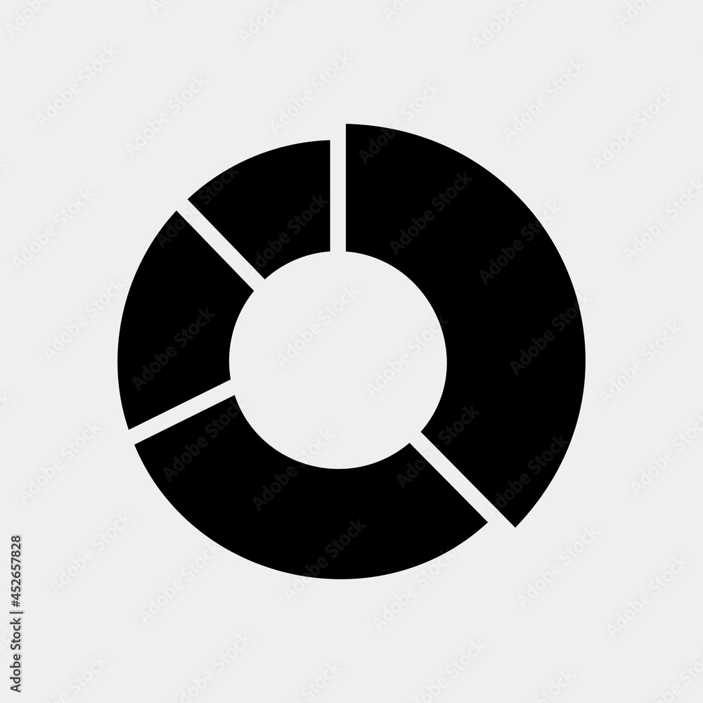 Vector illustration of pie chart icon in solid style for any projects Vector illustration of pie chart icon in solid style for any projects