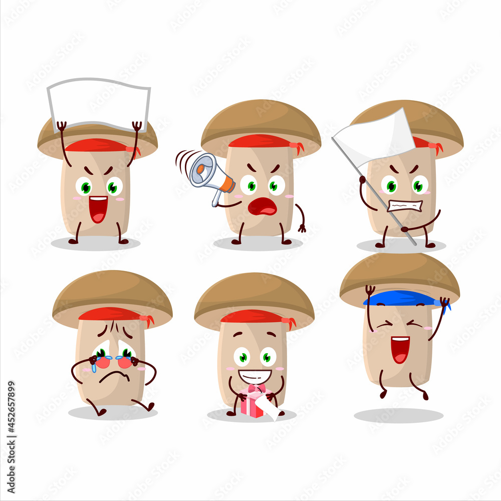 Mascot design style of honey fungus character as an attractive supporter Mascot design style of honey fungus character as an attractive supporter
