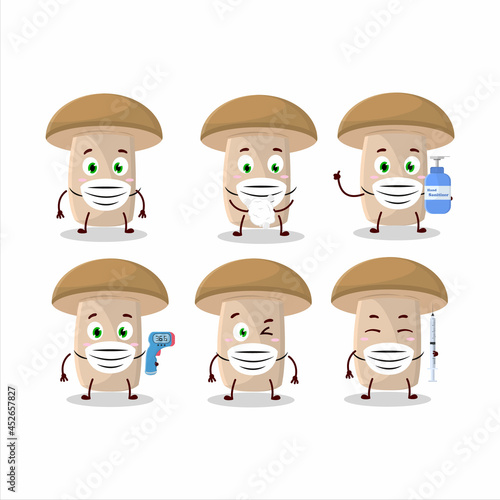 A picture of honey fungus cartoon design style keep staying healthy during a pandemic