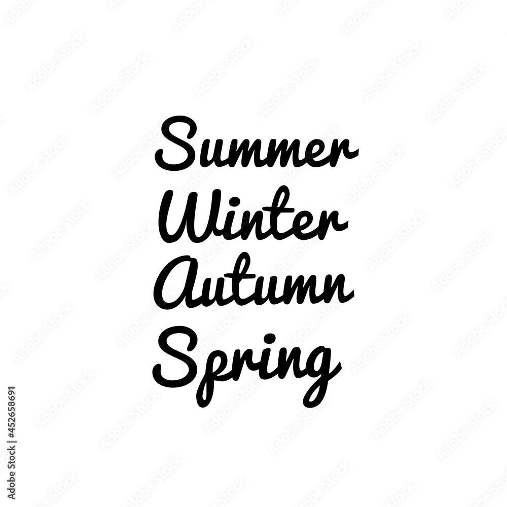 Hand written names of seasons. Summer, winter, autumn, spring. Hand written names of seasons. Summer, winter, autumn, spring.