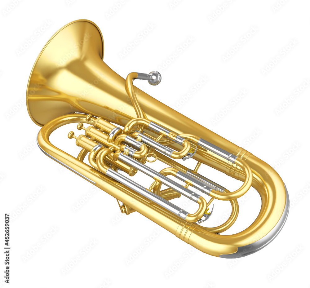 Naklejka premium Golden Brass Wind Instrument Euphonium Isolated