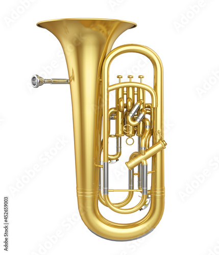 Golden Brass Wind Instrument Euphonium Isolated