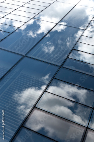 Clouds on the glass facade