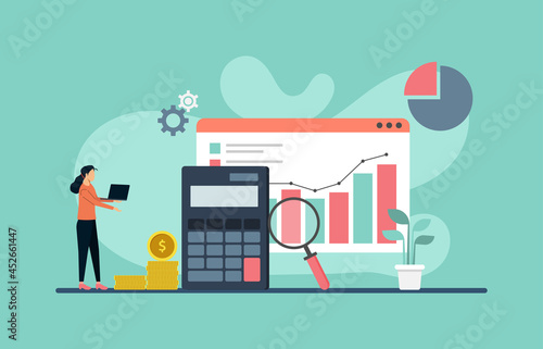 Financial management, business analysis concept. Calculating financial risk vector illustration.