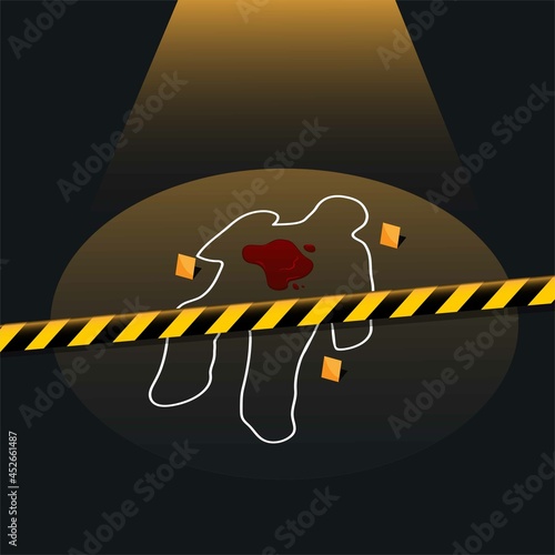Crime scene investigation with police line. detective case symbol illustration vector