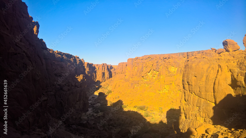 Panorama inside canyon aka Guelta d'Archei in East Ennedi, Chad