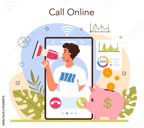 Marketer online service or platform. Marketing strategy and communucation