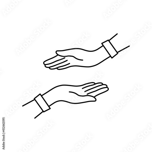 two thin line women hands like family support