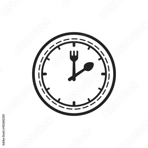 black thin line clock like business lunch time icon