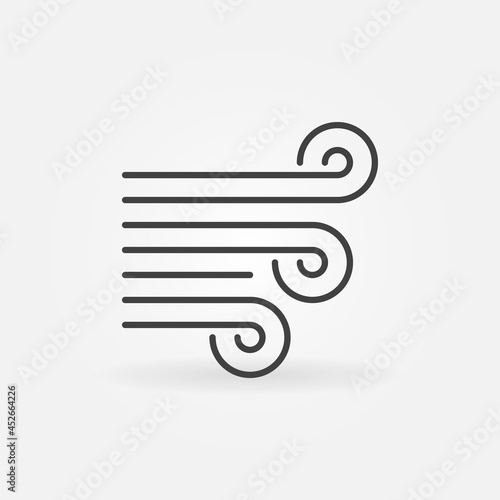 Wind or Breeze vector concept icon in thin line style