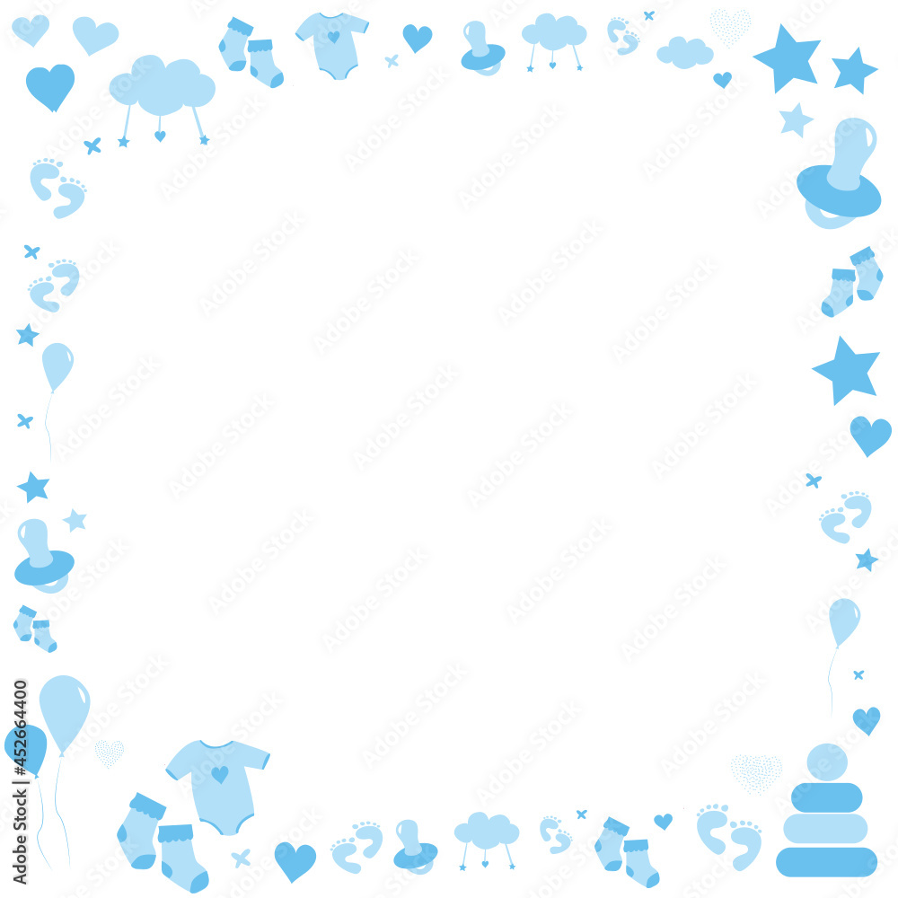 Baby newborn corner decor of an empty frame pattern background. Kids cartoon doodle toys. Baby shower invitation. The icons are set. Collection of newborns. Baby care Baby newborn corner decor of an empty frame pattern background. Kids cartoon doodle toys. Baby shower invitation. The icons are set. Collection of newborns. Baby care