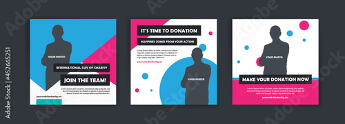 Social media post template for International Day of Charity campaign.