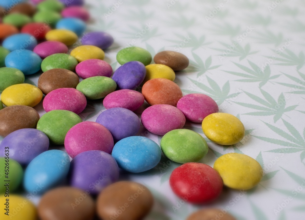 Cannabis chocolate beans, conceptual image Cannabis chocolate beans, conceptual image
