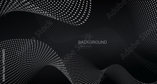 Abstract black design, minimal light smooth wave patterns with gradient