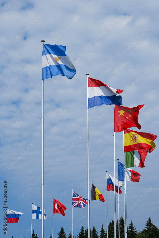Flags Of Different Countries. Selective focus. Flags Of Different Countries. Selective focus.