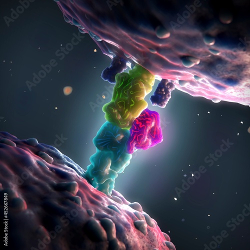 Superantigen binding to a T-cell receptor, illustration photo