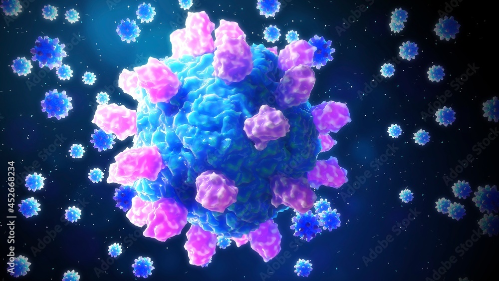 Astrovirus particles, illustration Astrovirus particles, illustration