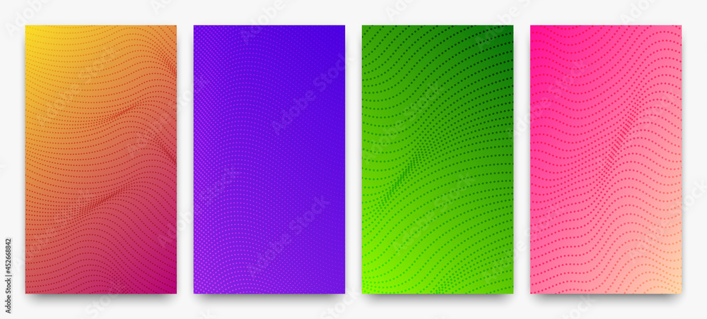 Set of halftone gradient backgrounds with dots Set of halftone gradient backgrounds with dots