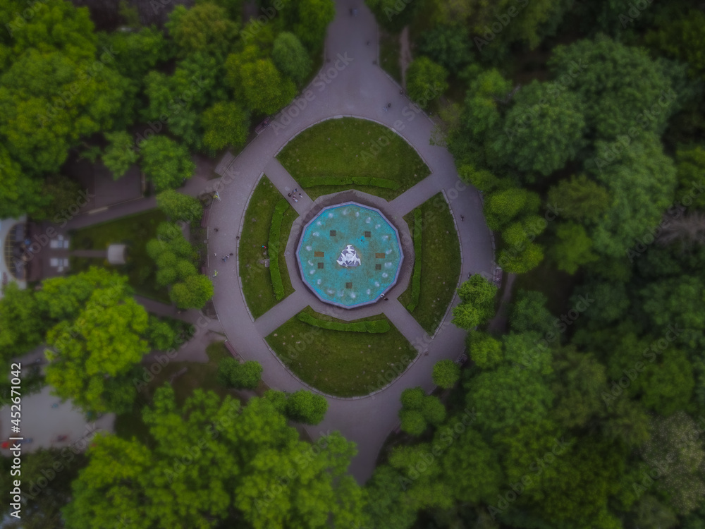Fountaine from drone, Lviv, Ukraine
