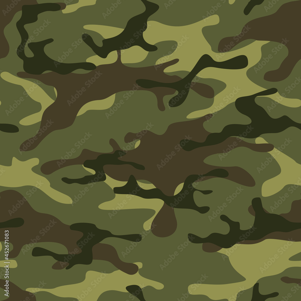Fototapeta premium Camouflage seamless pattern from spots. Military texture. Print on fabric and clothing. Vector
