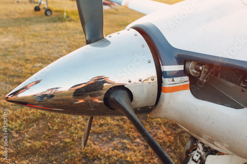 Airplane Motor with Propeller Blades and air intake.