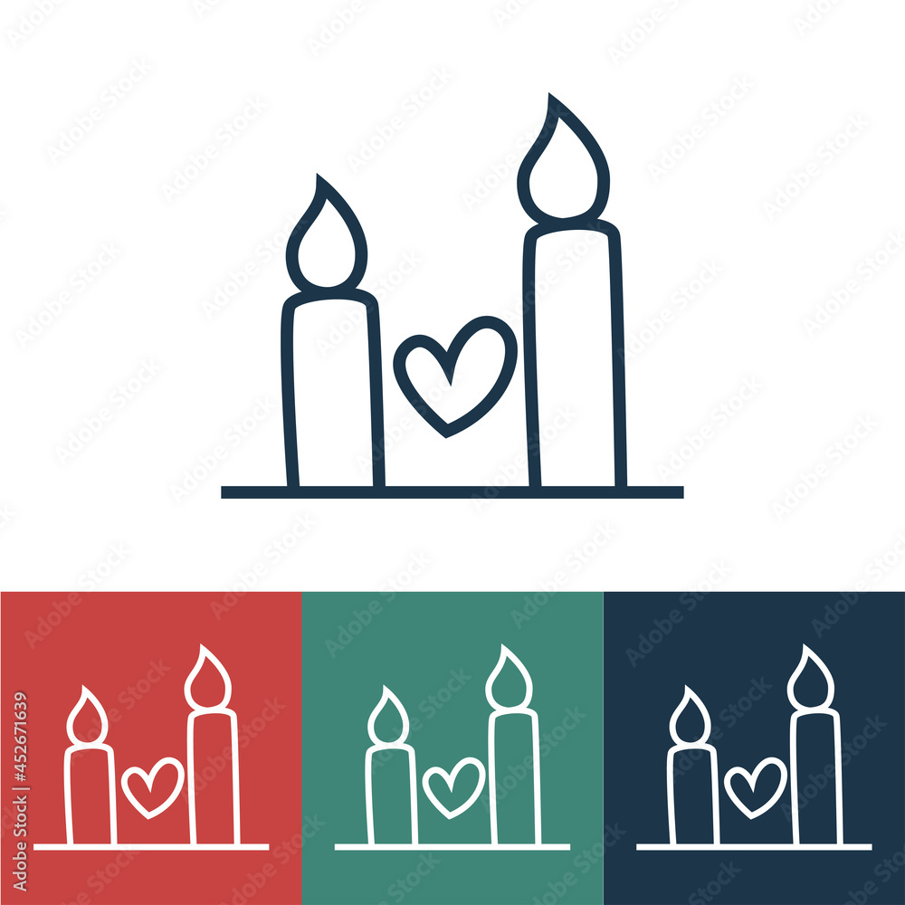 Vector linear icon of candles on date Vector linear icon of candles on date