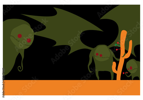 Nightmare. A insane hallucination is looking at you. Monsters from the unknown world. Vector image for prints, poster and illustrations.