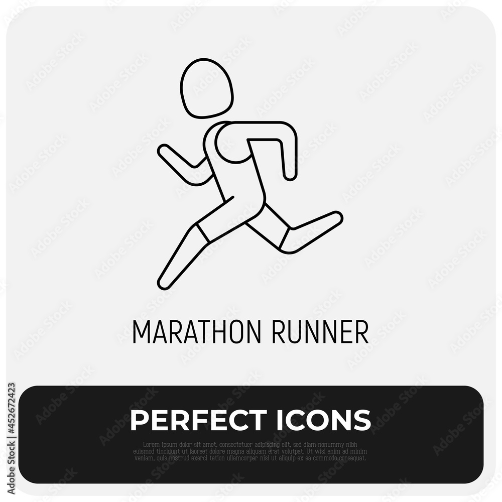 Marathon runner thin line icon. Sportsman. Modern vector illustration.