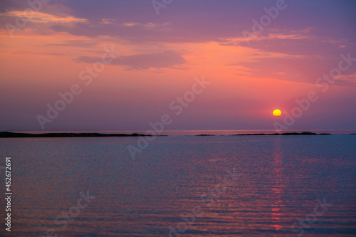 Sunrise over the Caspian Sea. Beautiful cloudscape over the sea  sunrise shot