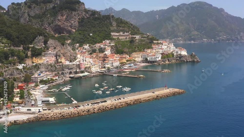 Aerial view of the Amalfi coast. Sea, coast and villages on the sea  photo