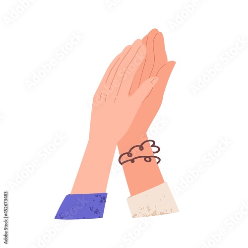 Women clapping hands giving high five, gesturing hi. Concept of support, succ...
