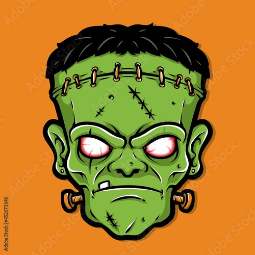 scary frankenstein head cartoon vector