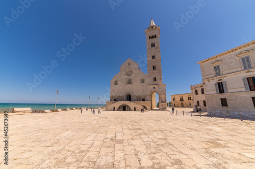 The Santa Maria Assunta Cathedral, also named San Nicola Pellegrino Cathedral located in duomo square of Trani. Minor basilica in Apulian Romanesque architecture. Trani, Puglia, Italy