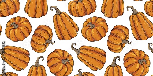 Pumpkin halloween of seamless pattern for happy halloween or holiday package and wrapper
