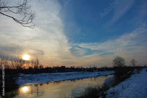 sunset over the river