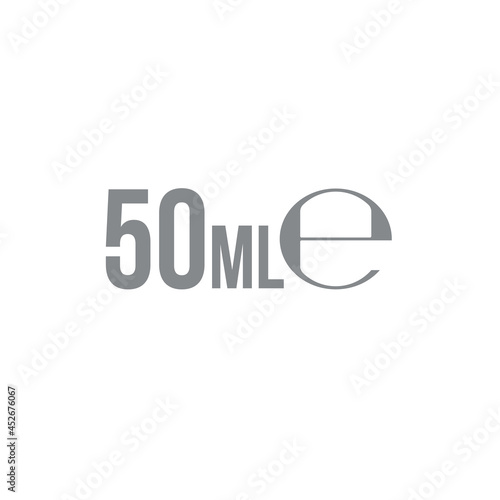Liter l sign (l-mark) estimated volumes 50 milliliters (ml). Vector symbol packaging and labels used for prepacked foods, drinks different liters and milliliters. 50 Vol single icon isolated on white