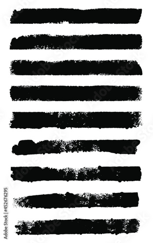 Set of sponge roller imprints. Abstract paint strokes. Rectangular spots created with sponge paint roller and ink. Eps10 vector