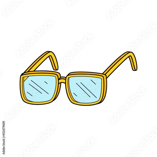 Optical glasses in . Doodle. Hand-drawn Colorful vector illustration. The design elements are isolated on a white background.