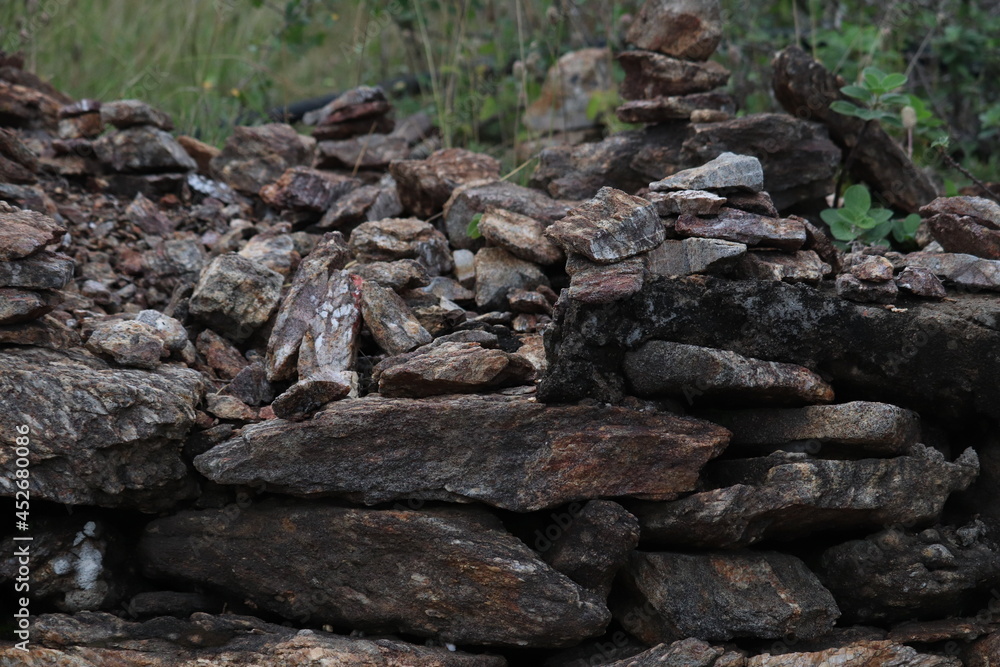 Broken stones Aggrangement in the forest Broken stones Aggrangement in the forest