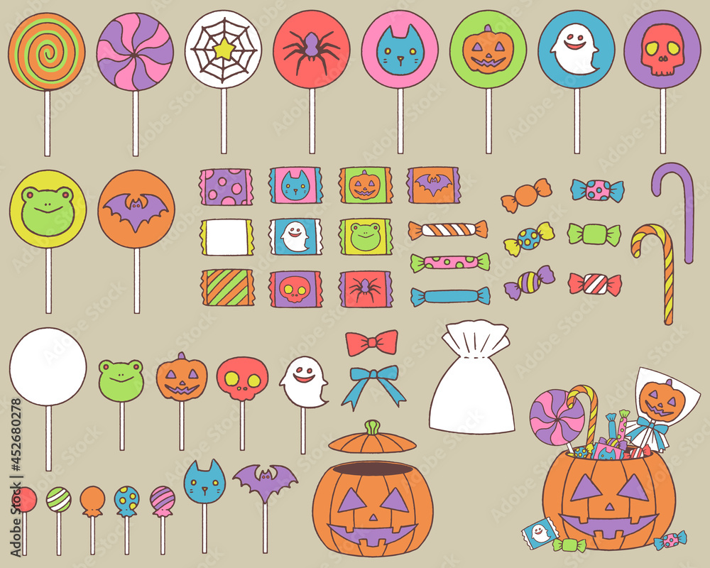 ハロウィンのお菓子のカラーイラスト Vector De Stock Adobe Stock