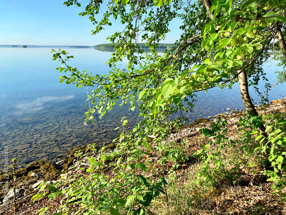 Russia, Chelyabinsk region.Beautiful Lake Uvildy in sunny spring weather Russia, Chelyabinsk region.Beautiful Lake Uvildy in sunny spring weather