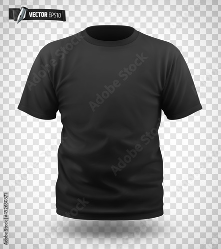 T-shirt noir vectoriel sur fond transparent