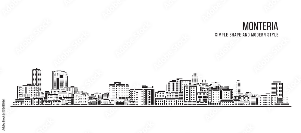 Cityscape Building Abstract Simple shape and modern style art Vector design - Monteria