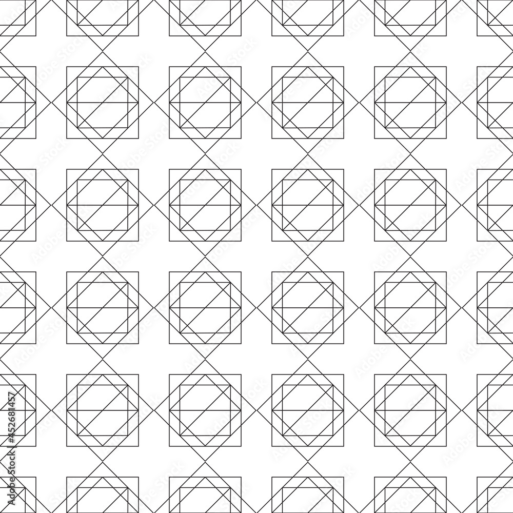 Black and white simple geometric seamless pattern. Repeating texture with square and triangular shapes. Black and white simple geometric seamless pattern. Repeating texture with square and triangular shapes.