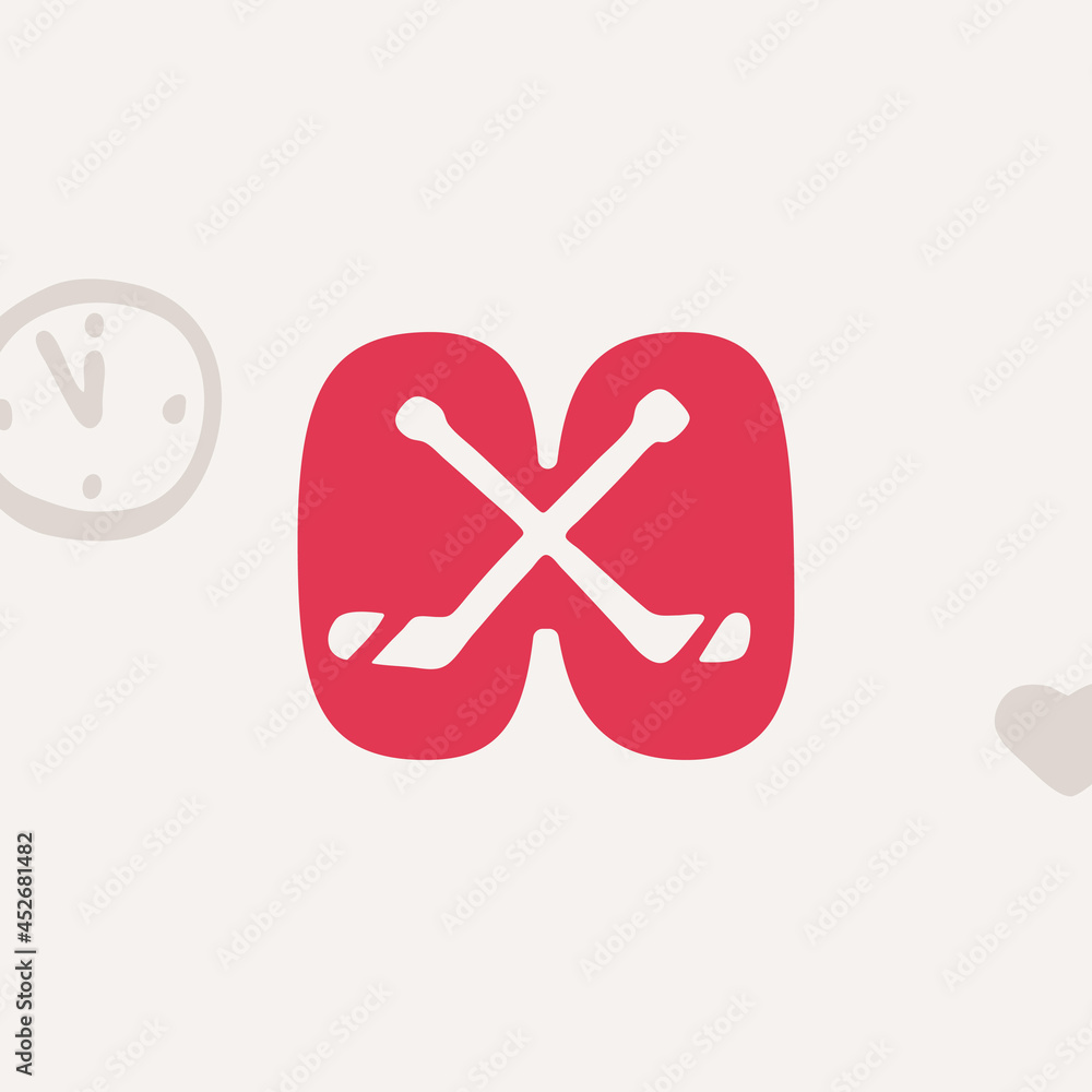 Letter H logo with hockey sticks for Christmas and 2022 New Year design. Letter H logo with hockey sticks for Christmas and 2022 New Year design.
