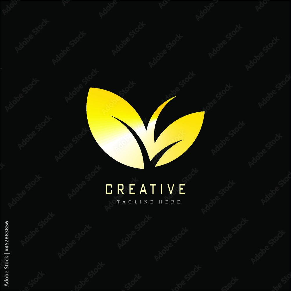 Vector illustration of gold leaf icon. leaf logo template Vector illustration of gold leaf icon. leaf logo template