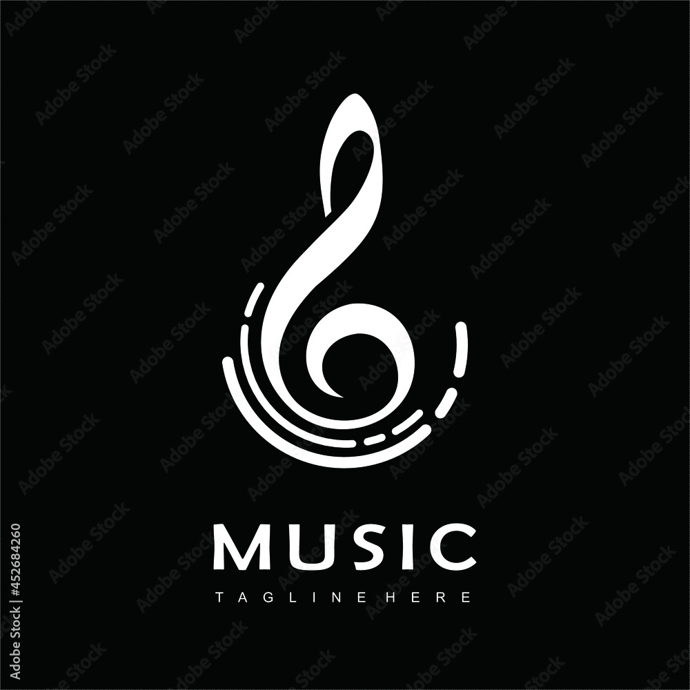 Fototapeta premium Abstract Vector Logo Template Design. Music Note Sign. Music symbol. Black Emblem Creative Concept.