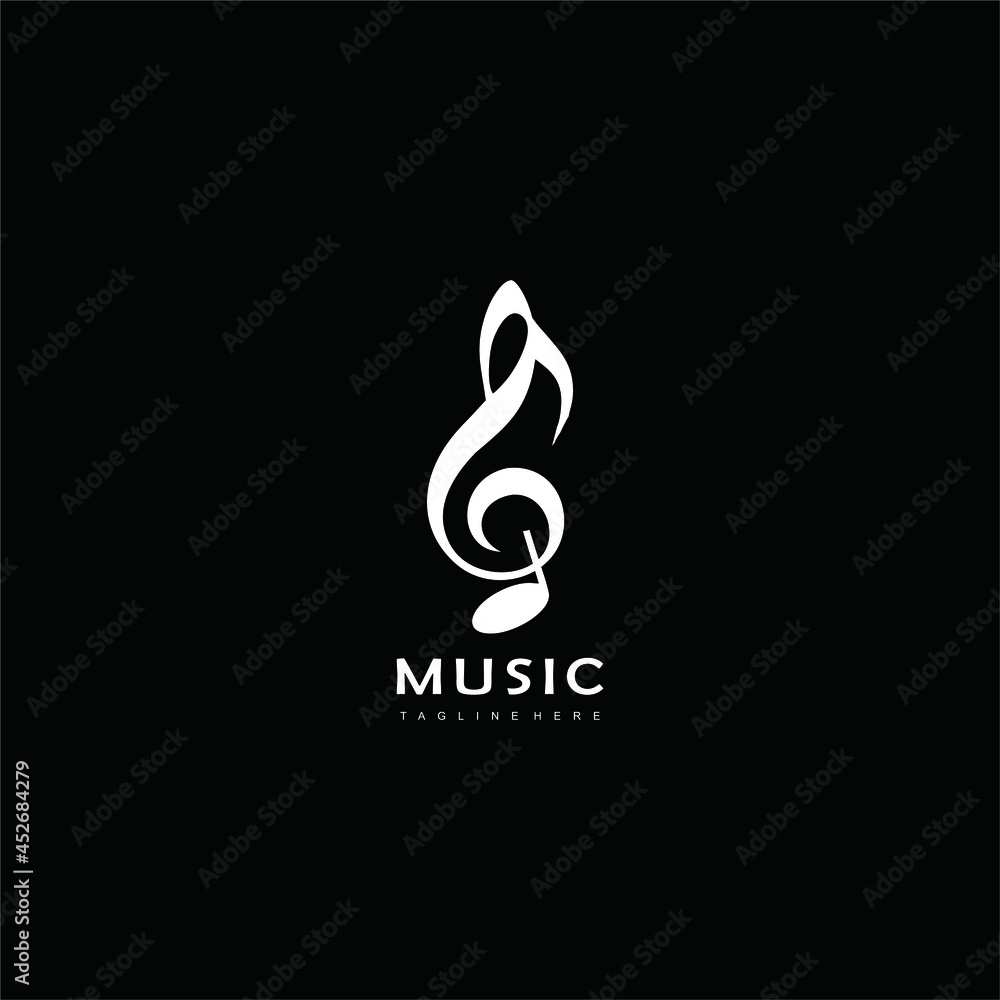 Abstract Vector Logo Template Design. Music Note Sign. Music symbol. Black Emblem Creative Concept. Abstract Vector Logo Template Design. Music Note Sign. Music symbol. Black Emblem Creative Concept.