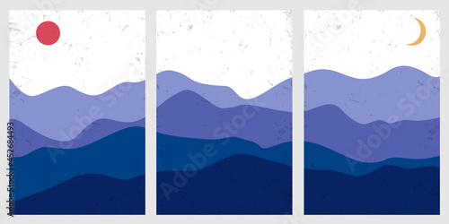 Abstract minimal curve lines, stylized mountain