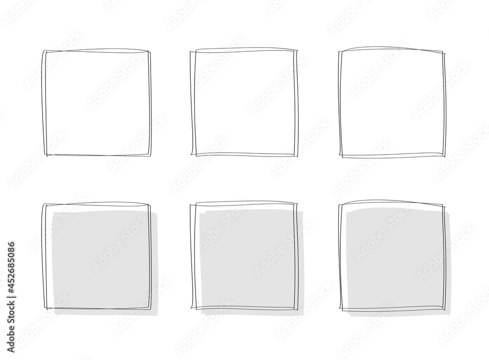 手描き風の四角形 正方形 テキストスペース 見出し ポイント ラベルのフレームイラストセット Stock ベクター Adobe Stock